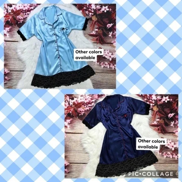 New Satin Silk-Like T-shirt Nightgown​ - Picture 3 of 7